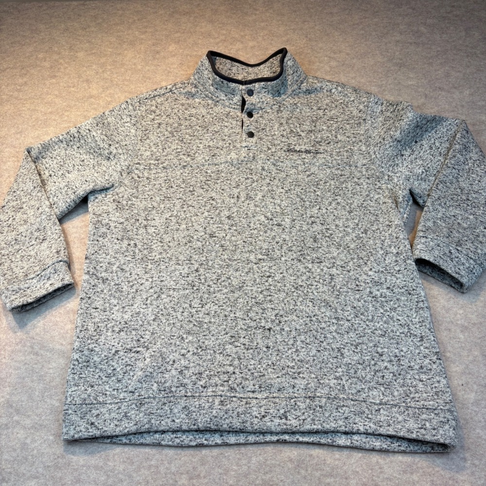 Eddie Bauer Mens XL Radiator Fleece Snap Mock Pullover Heather Gray 1326578
